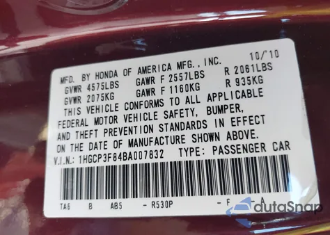 2011 Honda Accord 3.5 Ex-L z USA, uszkodzony, nr VIN 1HGCP3F84BA007832